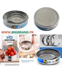 Set of 6 High Quality Stainless Steel Round Strainer